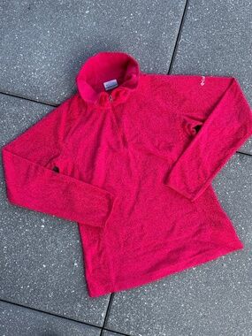 Columbia Quarter Zip Fleece Womens Small Pink Pullover Cozy Outdoor